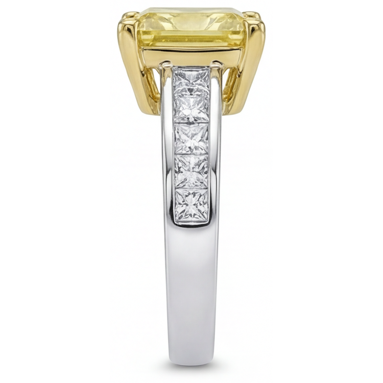 Diamant Jaune Canari Bague Sertie Halo – vue arrière