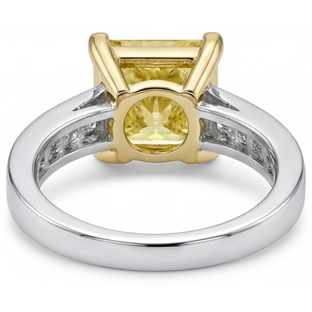 Diamant Jaune Canari Bague Sertie Halo – vue détaillée