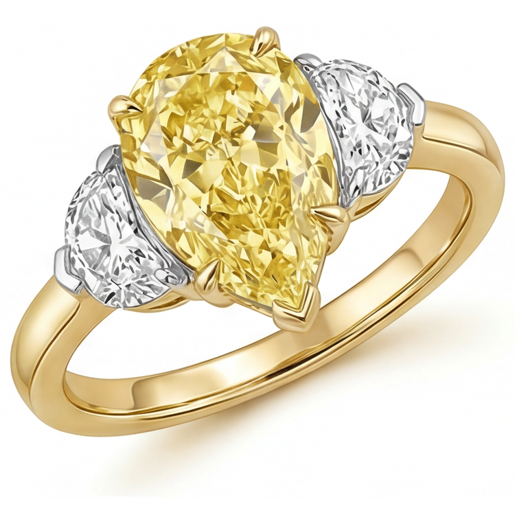 Diamant Jaune Canari Bague Statement 1 carats Or Bicolore 14 Carats – vue de face