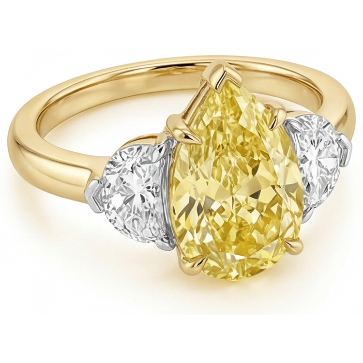 Brillant Diamant Jaune Canari Bague Statement 1 carats – vue de côté
