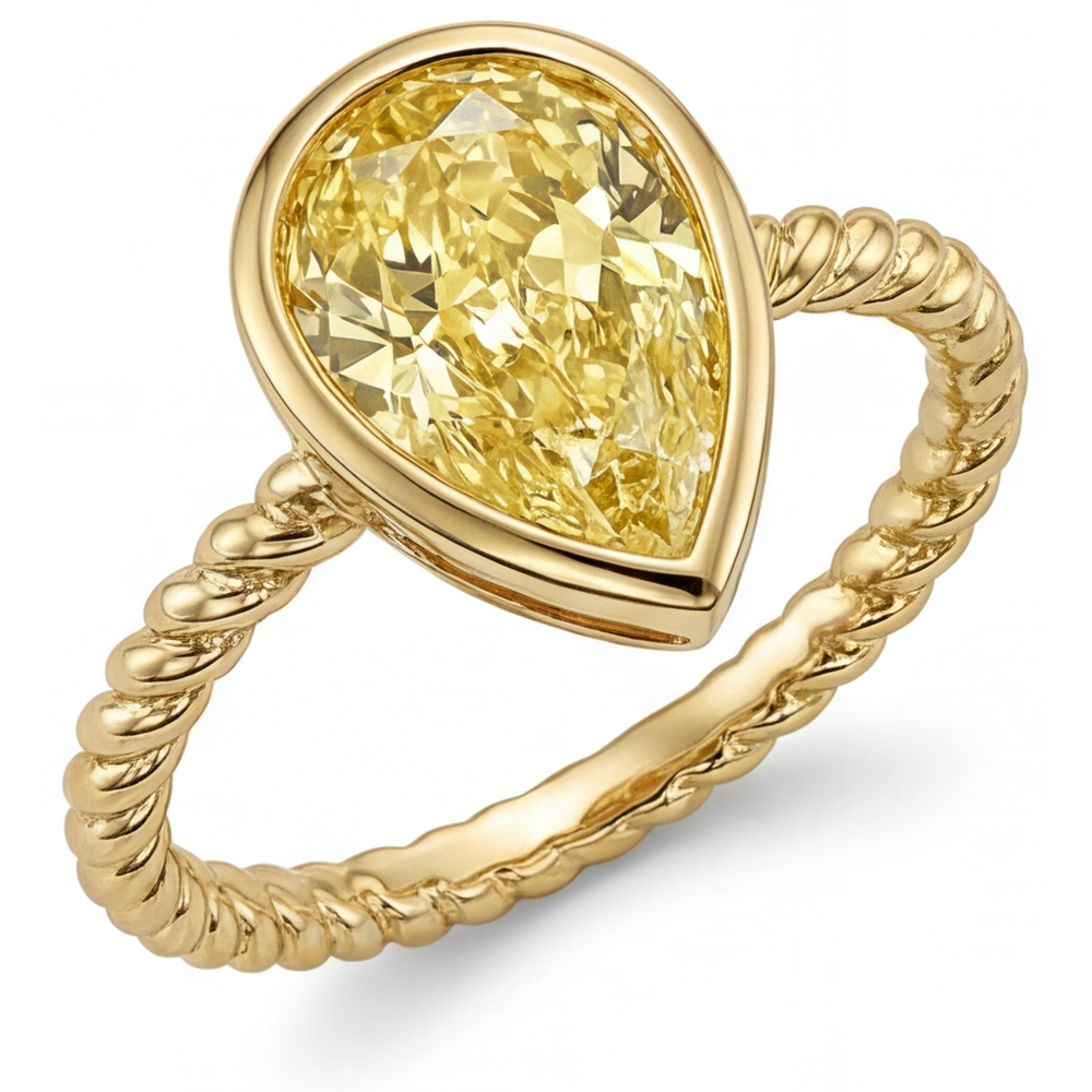 Bague Statement Or Jaune 14 Carats avec Diamant Jaune Canari – vue principale