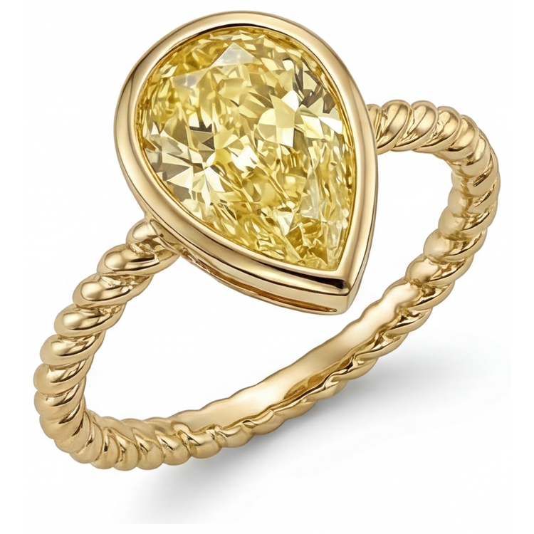 Bague Statement Or Jaune 14 Carats avec Diamant Jaune Canari – vue de face