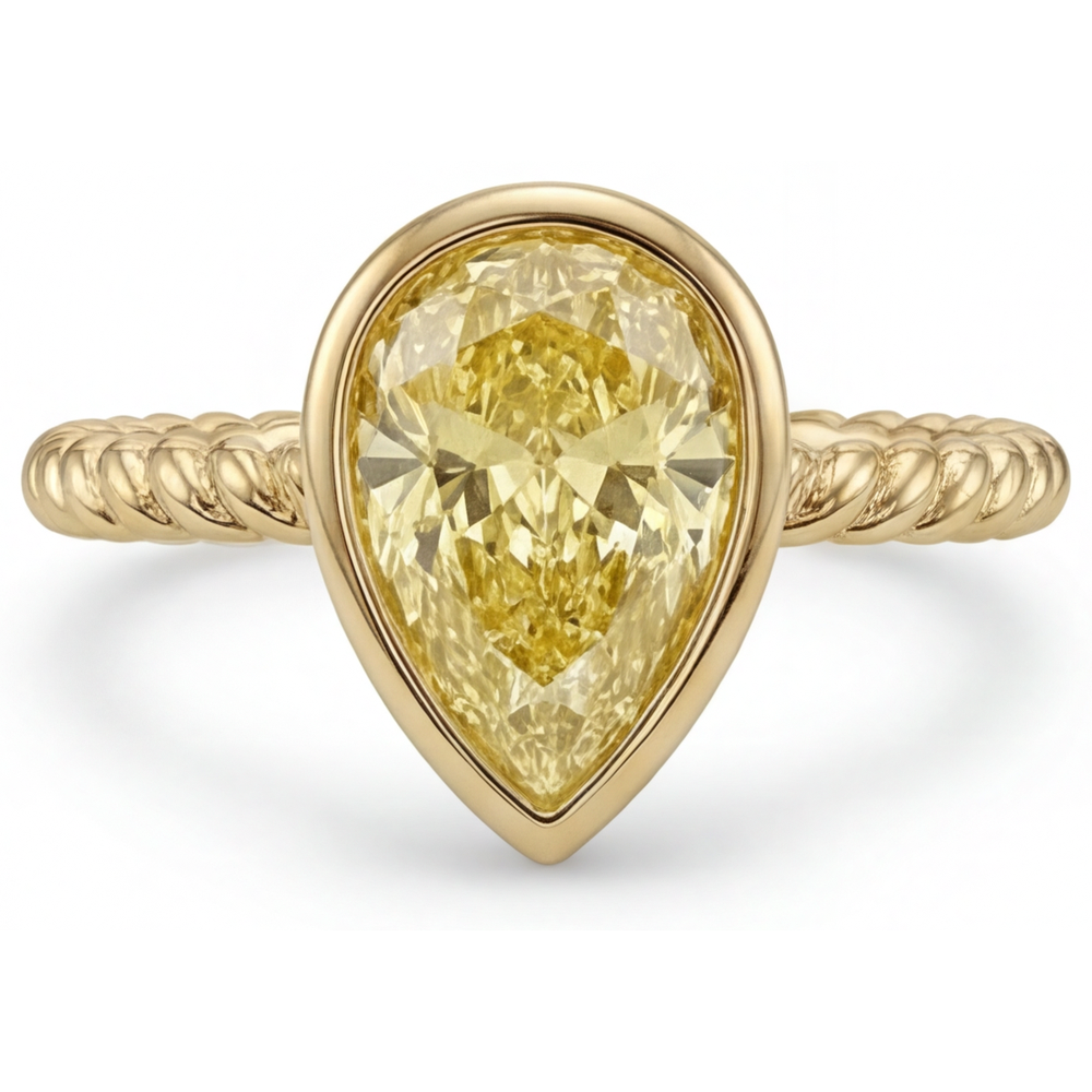 Diamant Jaune Canari Bague Statement – vue de profil