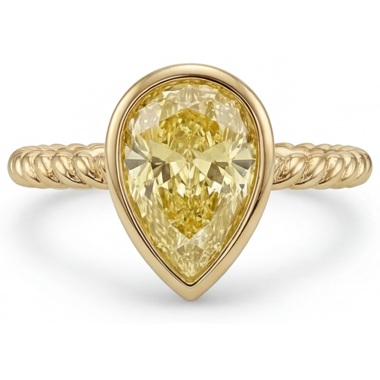 Diamant Jaune Canari Bague Statement – vue de profil