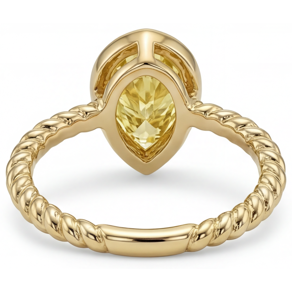 Goutte Diamant Jaune Canari bague en Or Jaune 14 Carats – vue détaillée