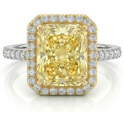 Pavé Bague Statement – Diamant Jaune Canari 2 carats Or 14K