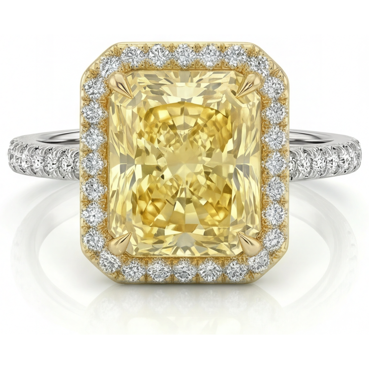 Radiant Diamant Jaune Canari bague en Or 14K Bicolore – vue principale