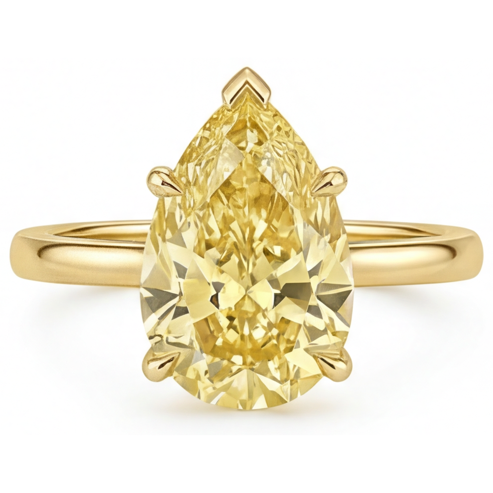 Fait à la main Diamant Jaune Canari Bague Statement 2 carats – vue principale