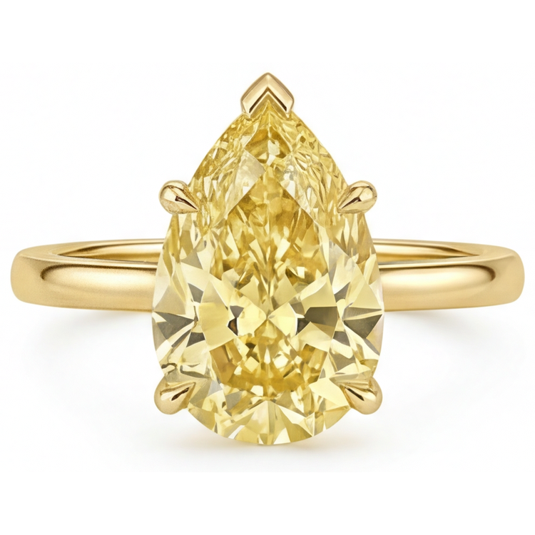 Fait à la main Diamant Jaune Canari Bague Statement 2 carats – vue principale