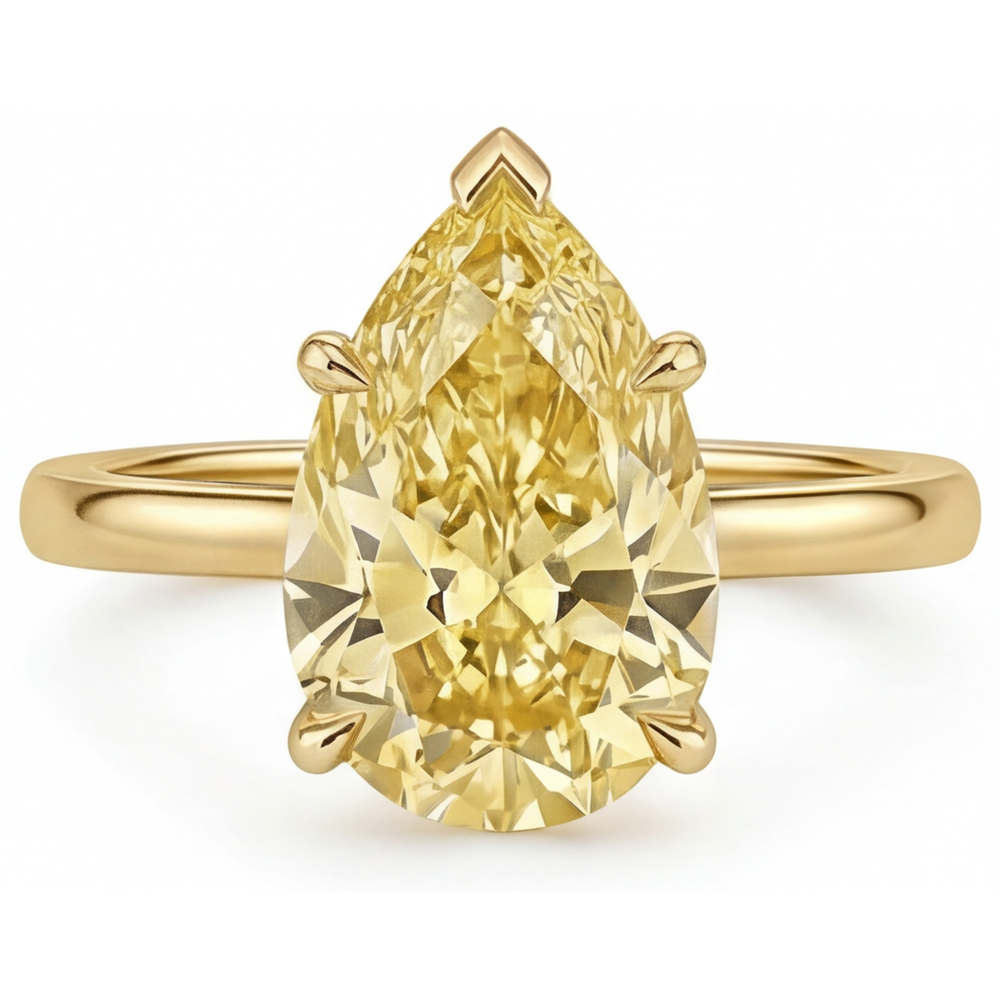 Diamant Jaune Canari Bague Statement – vue de face