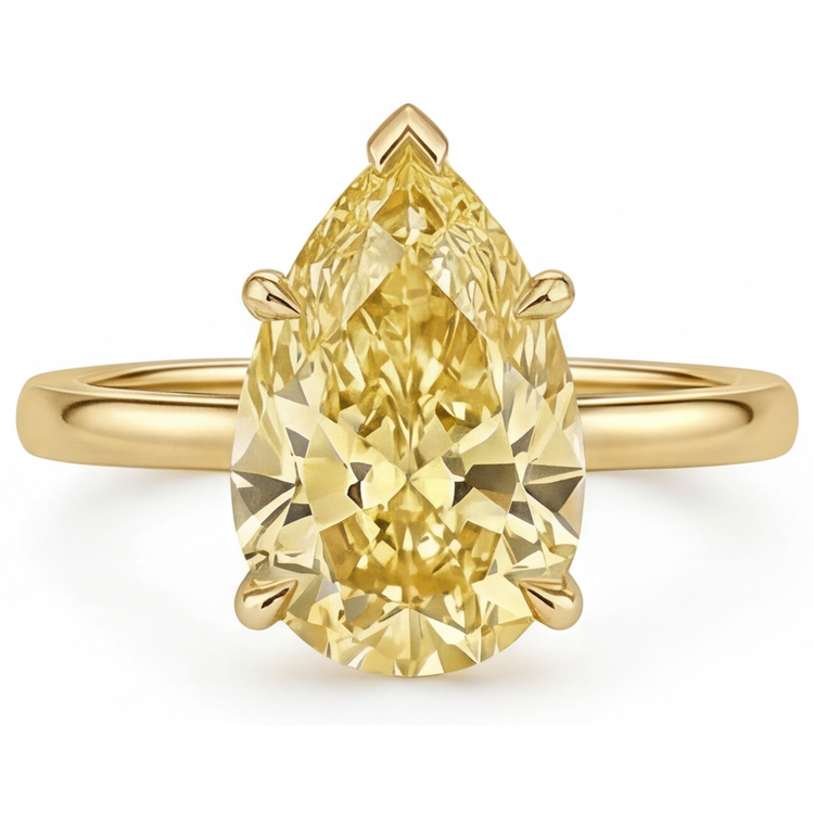 Diamant Jaune Canari Bague Statement – vue de face