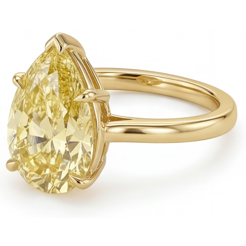 Diamant Jaune Canari Bague Statement 2-carats Or Jaune 14 Carats – vue de profil