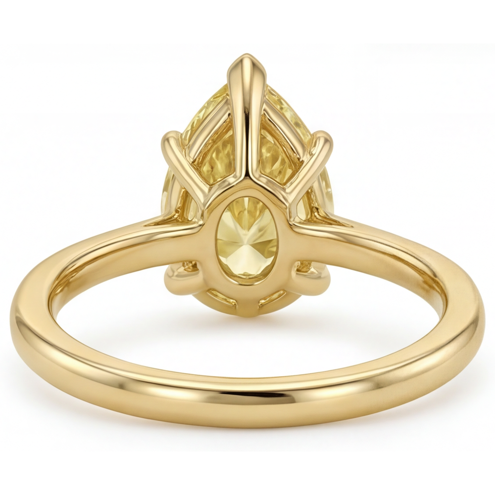 Taille Poire Diamant Jaune Canari bague en Or Jaune 14 Carats – vue arrière