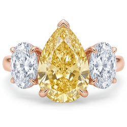 Diamant Jaune Canari VVS Bague Trilogie – 2 carats en Or Rose 14