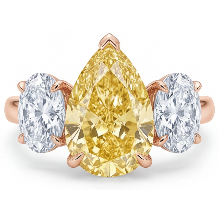 Diamant Jaune Canari Bague Trilogie – vue principale