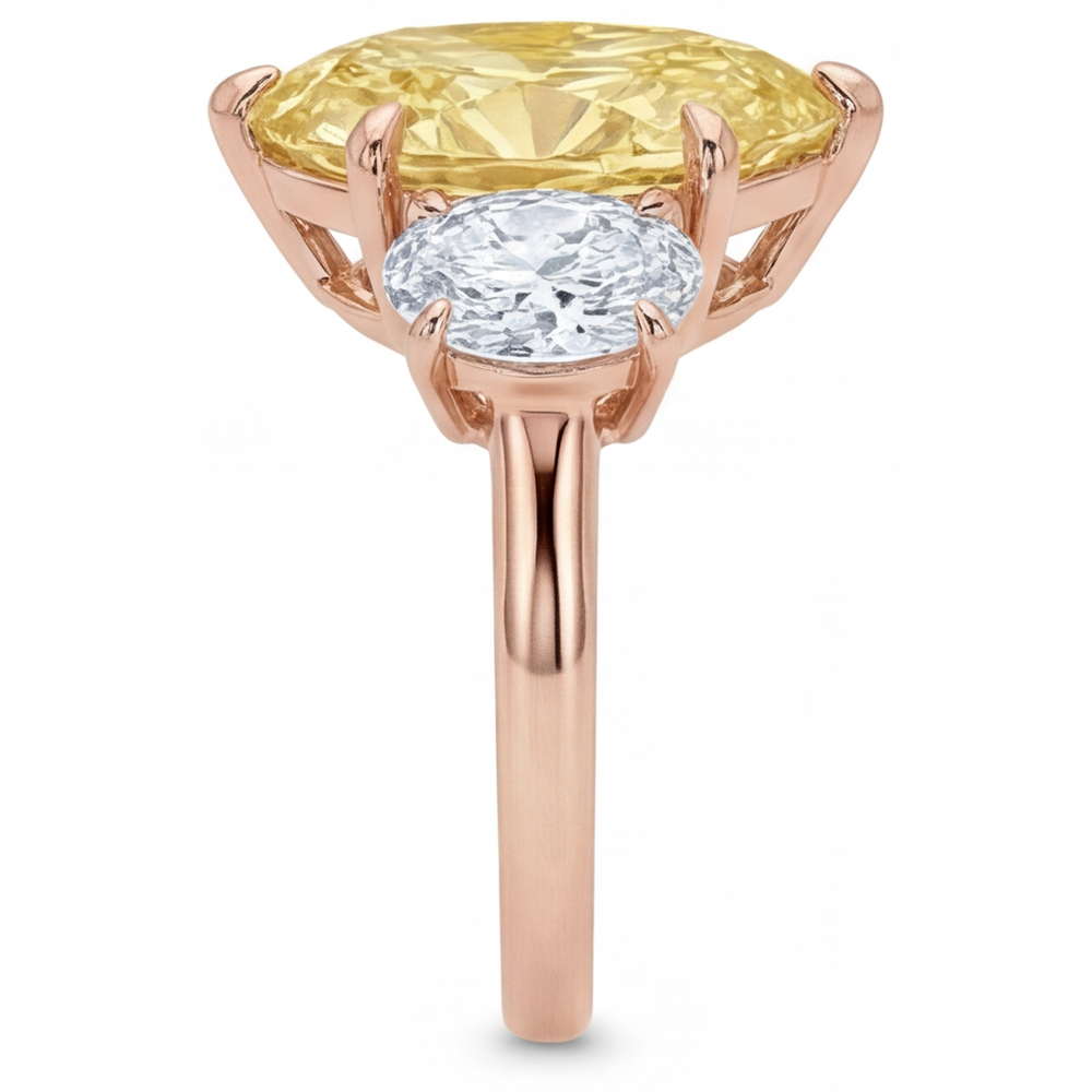 Brillant Diamant Jaune Canari Bague Trilogie 2 carats – vue arrière