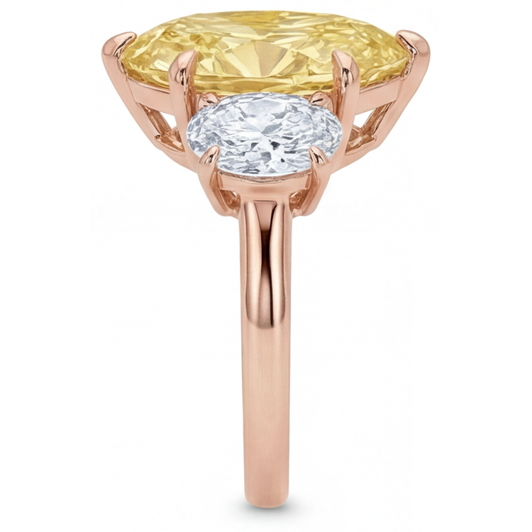 Brillant Diamant Jaune Canari Bague Trilogie 2 carats – vue arrière