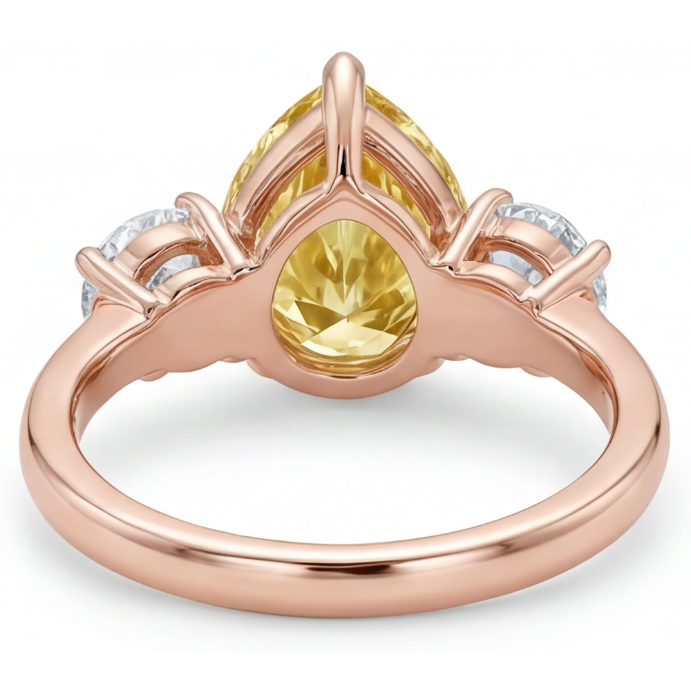 Diamant Jaune Canari Bague Trilogie 2-carats Or Rose 14 Carats – vue détaillée
