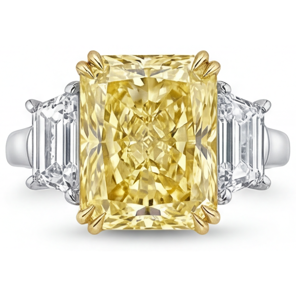 Confectionné main Diamant Jaune Canari Trilogie 2,5 carats – vue principale