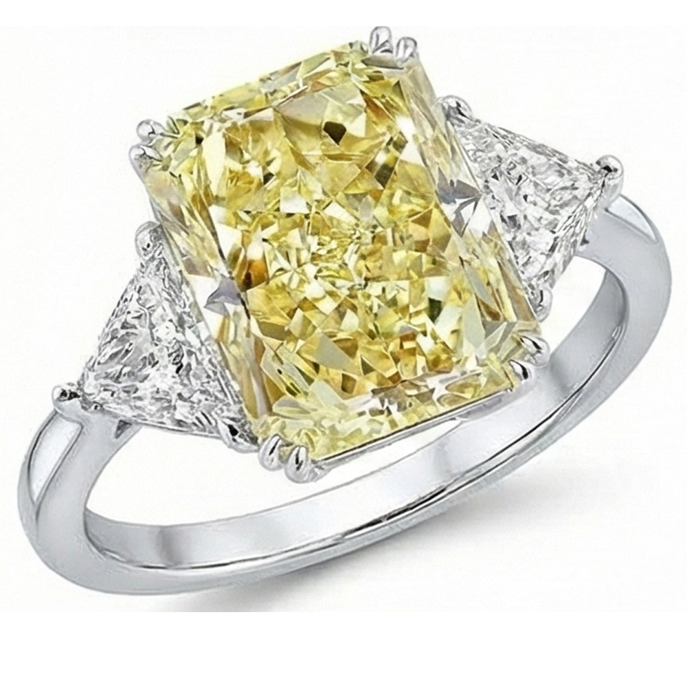 Radiant Diamant Jaune Canari bague en Or 14K Blanc – vue principale