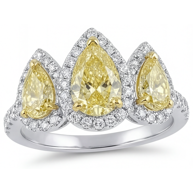 Diamant Jaune Fancy Bague 1,5 carats Or Bicolore 14 Carats – vue principale