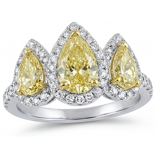 Rayonnant Diamant Jaune Fancy Bague 1,5 carats – vue de face