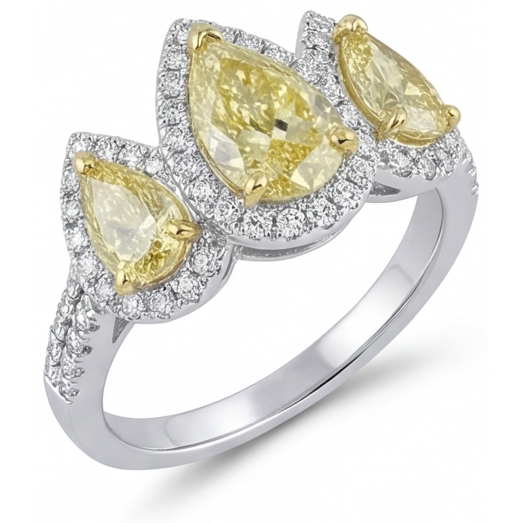 Diamant Jaune Fancy Bague 1,5-carats Or Bicolore 14 Carats – vue de côté
