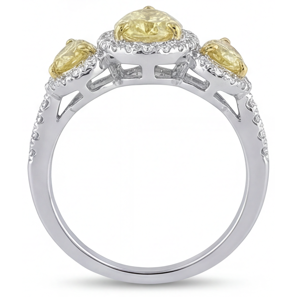 Diamant Jaune Fancy Bague 1,5-carats Or Bicolore 14 Carats – vue de dessus