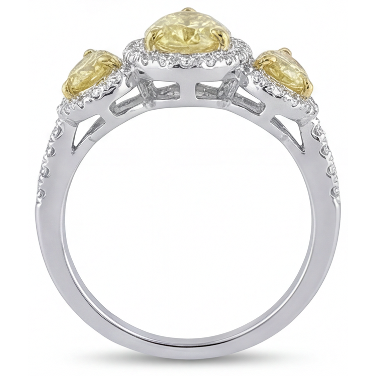 Diamant Jaune Fancy Bague 1,5-carats Or Bicolore 14 Carats – vue de dessus