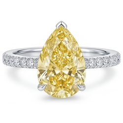 Diamant Jaune Fancy VVS Bague 3 carats en Or Blanc 14 Carats