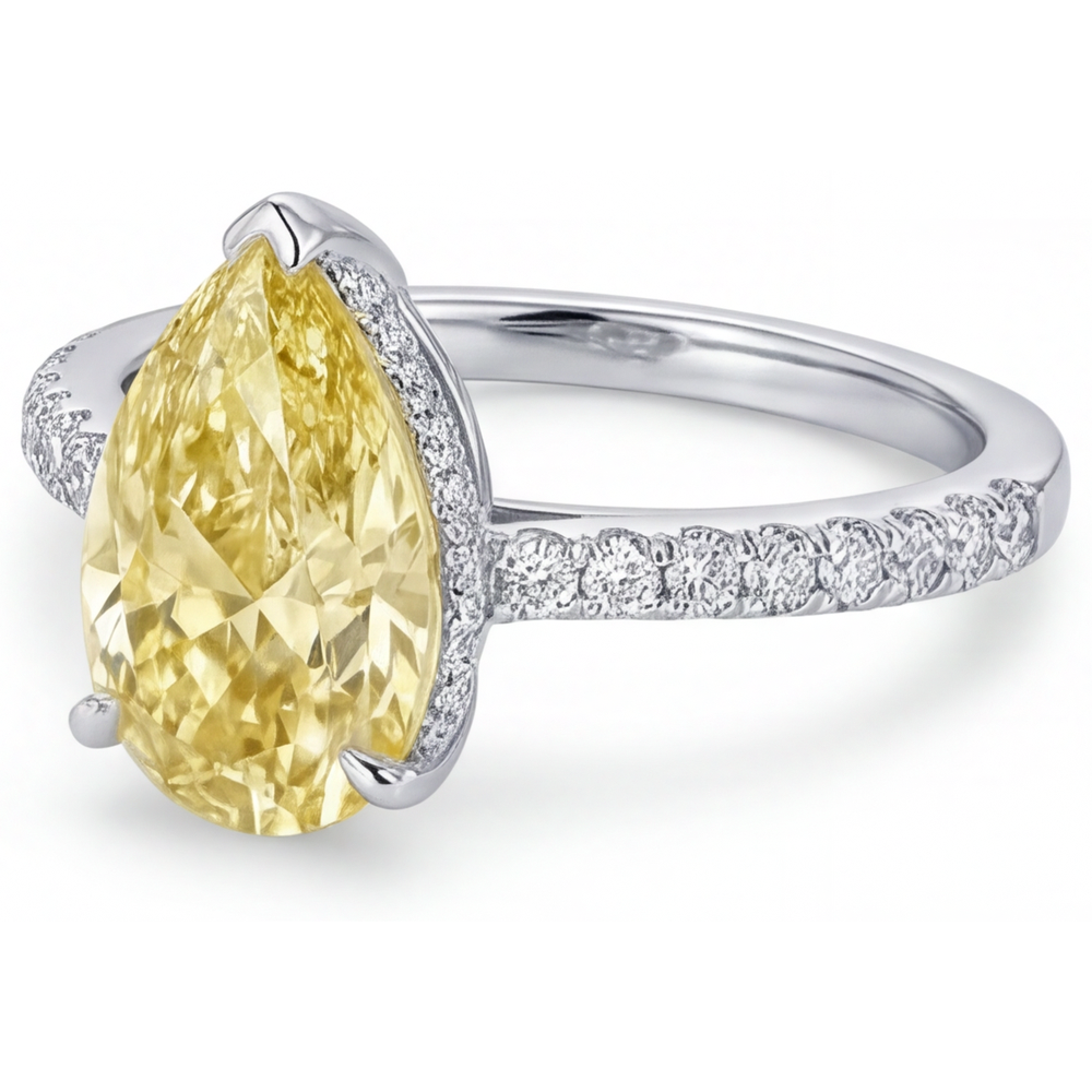 Premium Diamant Jaune Fancy Bague 3 carats – vue d'angle
