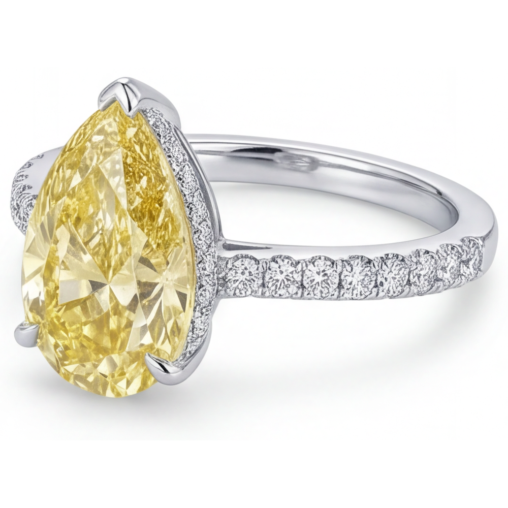 Premium Diamant Jaune Fancy Bague 3 carats – vue de profil