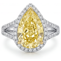 Diamant Jaune Fancy VVS Bague de Fiançailles Halo 3 carats en Or