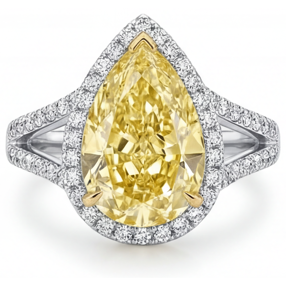 De luxe Bague de Fiançailles Halo 3 carats – vue principale