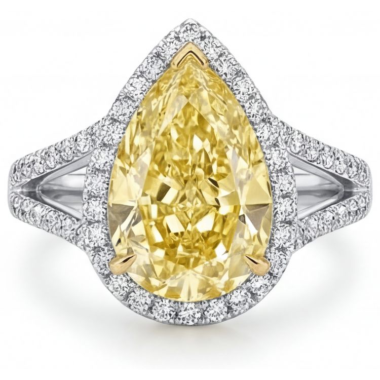 De luxe Bague de Fiançailles Halo 3 carats – vue principale