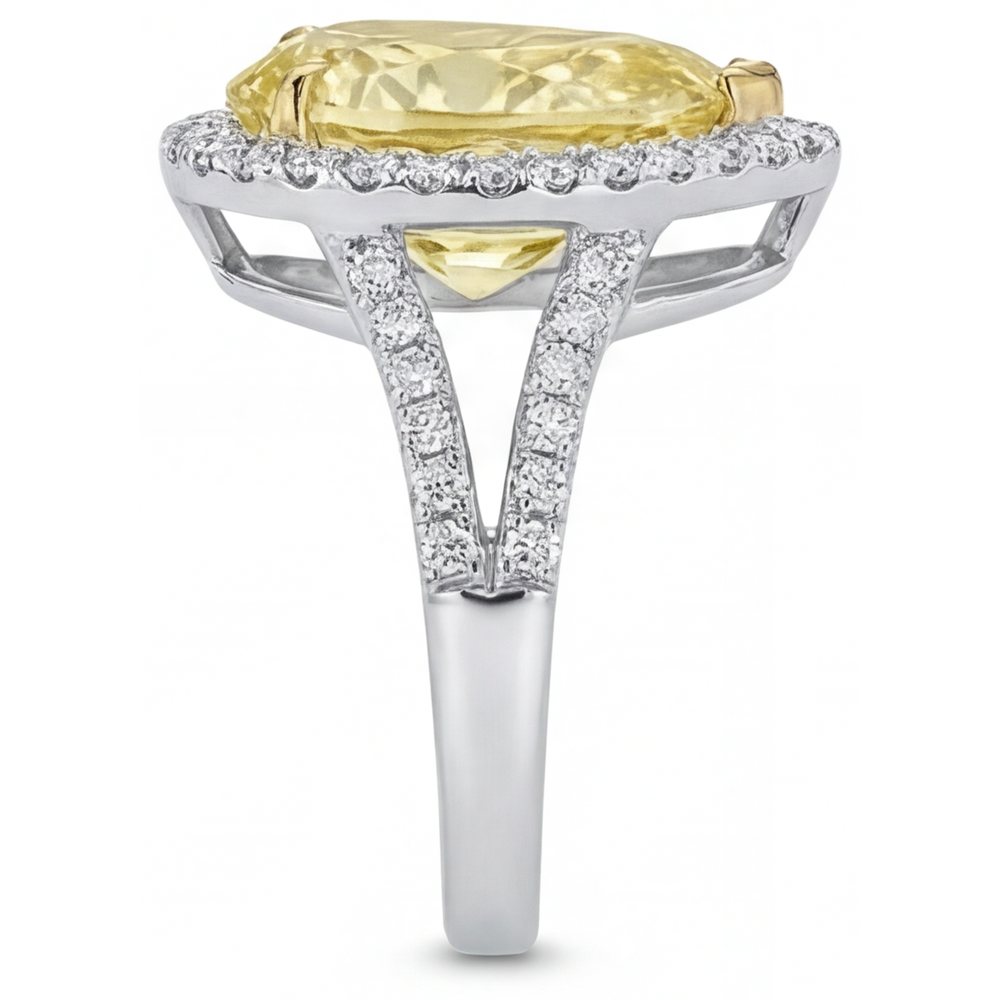 De luxe Diamant Jaune Fancy Bague de Fiançailles Halo 3 carats – vue de dessus