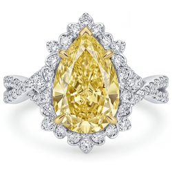 Élégant Diamant Jaune Fancy Bague de Fiançailles Halo 3 carats