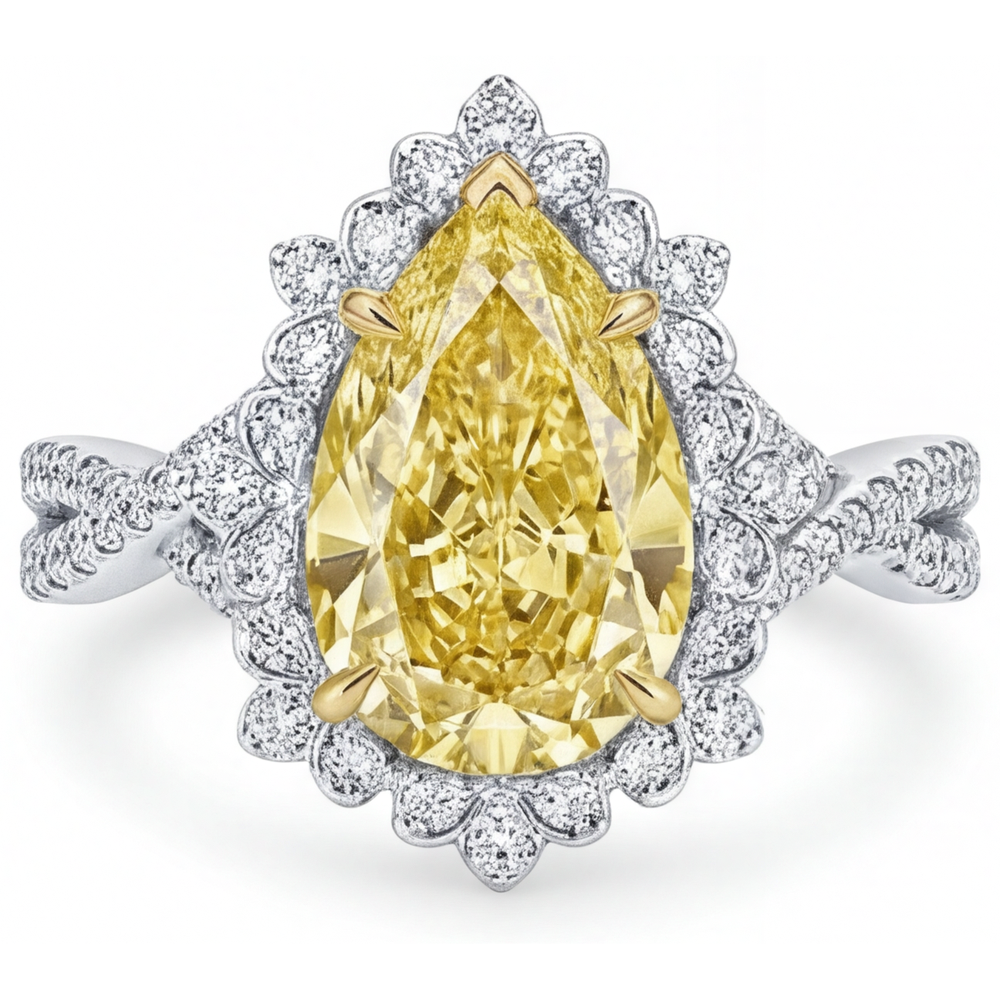 Élégant Bague de Fiançailles Halo 3 carats – vue principale