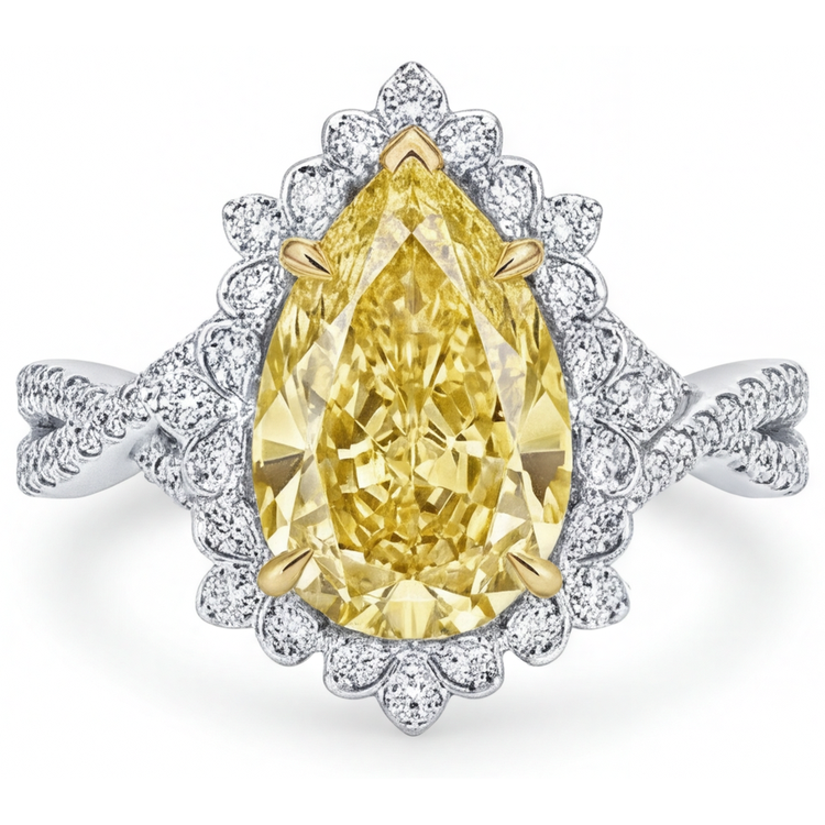 Élégant Bague de Fiançailles Halo 3 carats – vue principale