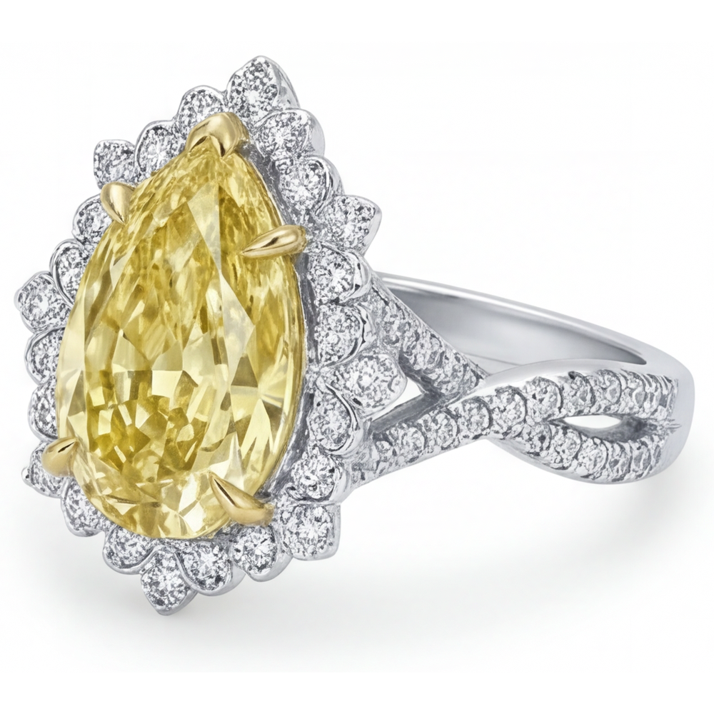 Élégant Bague de Fiançailles Halo 3 carats – vue de dessus
