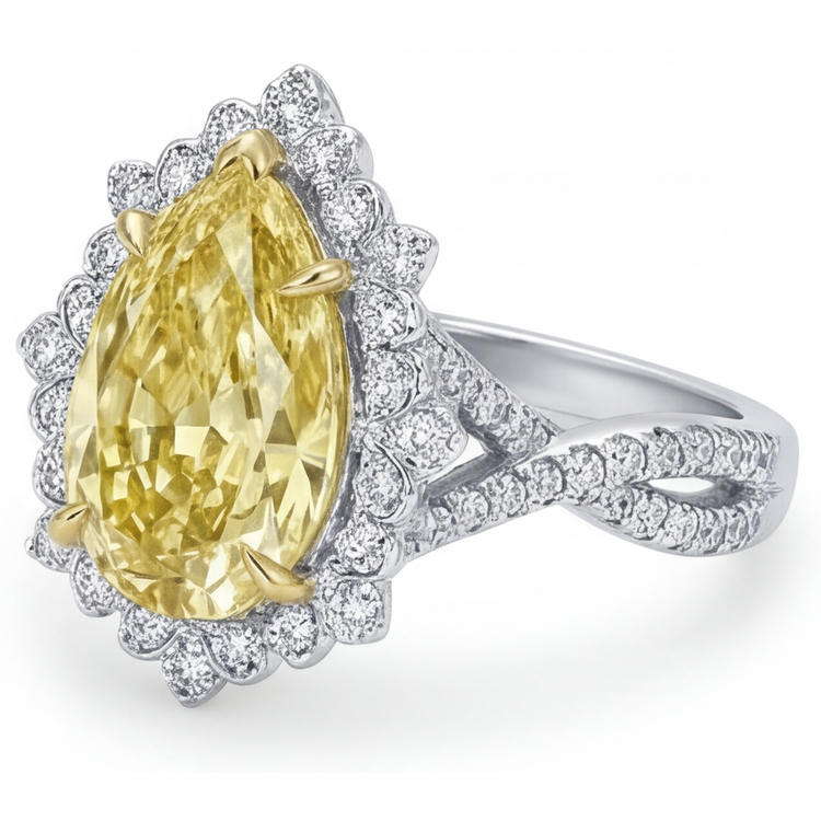 Élégant Bague de Fiançailles Halo 3 carats – vue de dessus