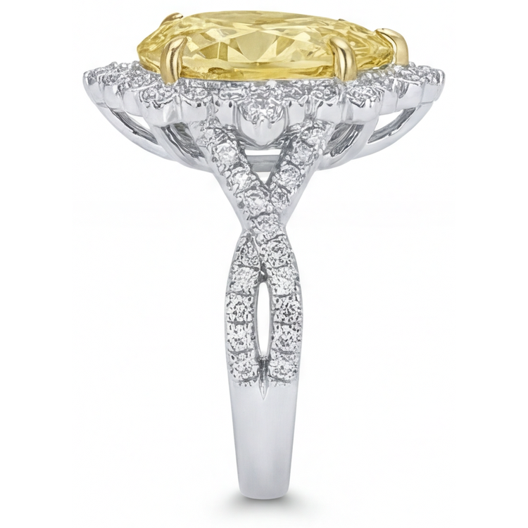 Bague de Fiançailles Halo Or Deux Tons 14 Carats avec Diamant Jaune Fancy – vue arrière