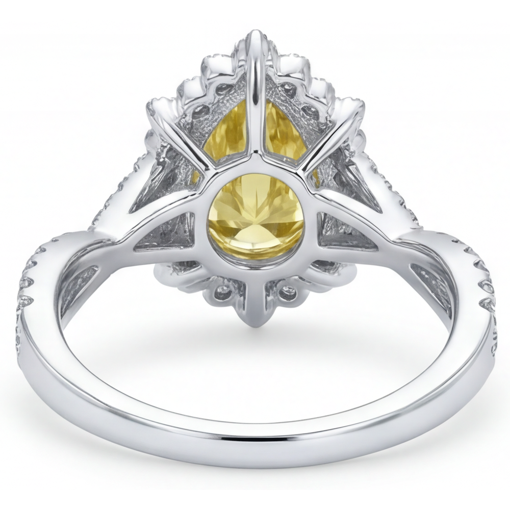 Diamant Jaune Fancy Bague de Fiançailles Halo – vue détaillée