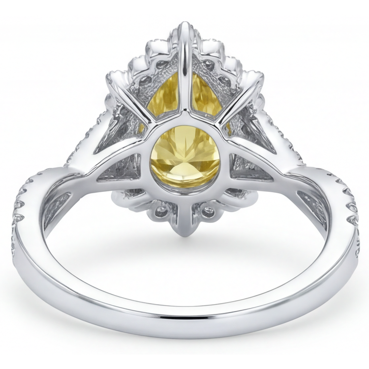 Diamant Jaune Fancy Bague de Fiançailles Halo – vue détaillée