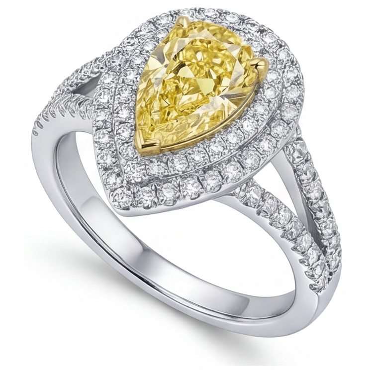 Sophistiqué Bague Halo 1,50 carats – vue de côté