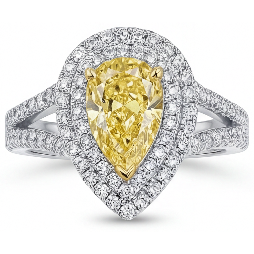 Sophistiqué Bague Halo 1,50 carats – vue de profil