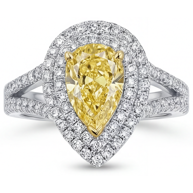 Sophistiqué Bague Halo 1,50 carats – vue de profil