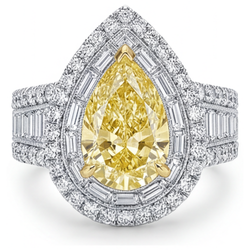 Diamant Jaune Fancy Bague Halo – Pureté VVS 3,50 carats Or 14K
