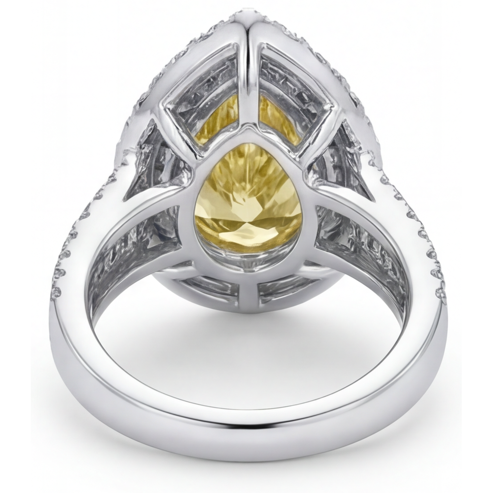 Diamant Jaune Fancy Bague Halo 3,50 carats Or 14K Bicolore – vue arrière