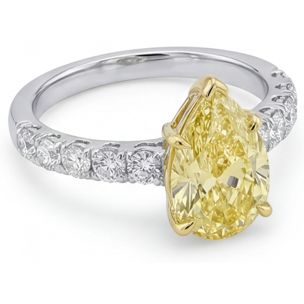 Goutte Diamant Jaune Fancy bague en Or 14K Bicolore – vue alternative